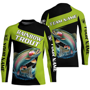 Black Green Rainbow Trout fishing Custom Long Sleeve Tournament Fishing Shirt, Trout Fishing Jerseys NQS7659