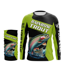 Load image into Gallery viewer, Black Green Rainbow Trout fishing Custom Long Sleeve Tournament Fishing Shirt, Trout Fishing Jerseys NQS7659