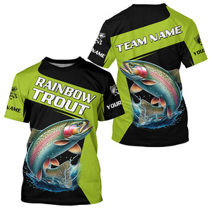 Black Green Rainbow Trout fishing Custom Long Sleeve Tournament Fishing Shirt, Trout Fishing Jerseys NQS7659