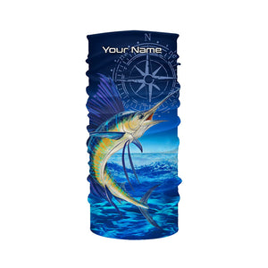 Personalized Sailfish Saltwater Blue Long Sleeve Performance Fishing Shirts, Sailfish tournament Shirt NQS5784