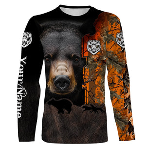 Black bear hunting dog orange camo Custom Name 3D All Over Printed Shirts Personalized hunting apparel NQS4169