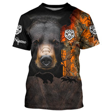 Load image into Gallery viewer, Black bear hunting dog orange camo Custom Name 3D All Over Printed Shirts Personalized hunting apparel NQS4169