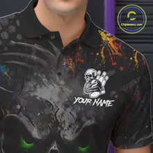 Load image into Gallery viewer, Colorful Skull bowling jerseys Bowling Shirts for Men Custom Bowling Team shirts for bowlers NQS11293
