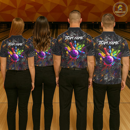 Colorful Skull bowling jerseys Bowling Shirts for Men Custom Bowling Team shirts for bowlers NQS11293