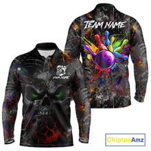 Load image into Gallery viewer, Colorful Skull bowling jerseys Bowling Shirts for Men Custom Bowling Team shirts for bowlers NQS11293