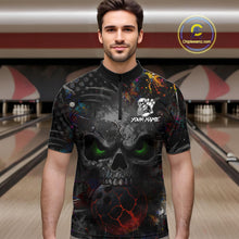 Load image into Gallery viewer, Colorful Skull bowling jerseys Bowling Shirts for Men Custom Bowling Team shirts for bowlers NQS11293