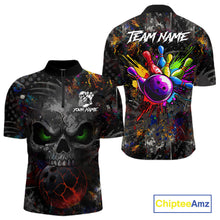 Load image into Gallery viewer, Colorful Skull bowling jerseys Bowling Shirts for Men Custom Bowling Team shirts for bowlers NQS11293