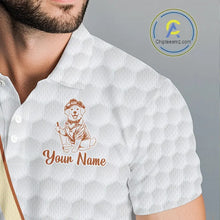 Load image into Gallery viewer, Funny Mens golf polo shirts custom Golden retriever golf pattern white golf shirts NQS11519
