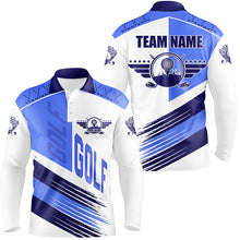 Load image into Gallery viewer, Blue and white golf clubs Mens golf polo shirts custom team golf shirts, golf attire for men NQS7505