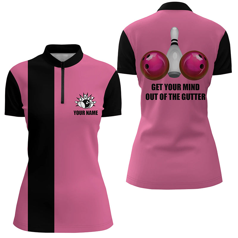 Custom bowling shirt for women – personalized team jersey front view