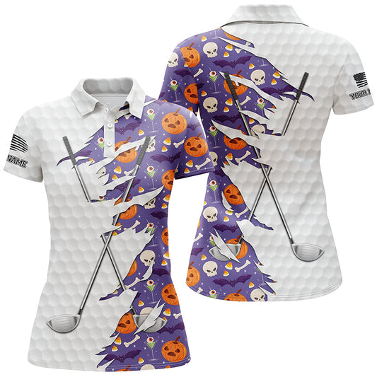 Halloween golf pattern white golf ball skin Womens golf polo shirts custom golf clubs outfit women NQS8087