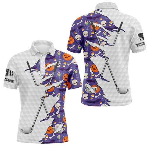 Purple Halloween golf pattern white golf ball skin Men golf polo shirts custom golf clubs outfit men NQS8087