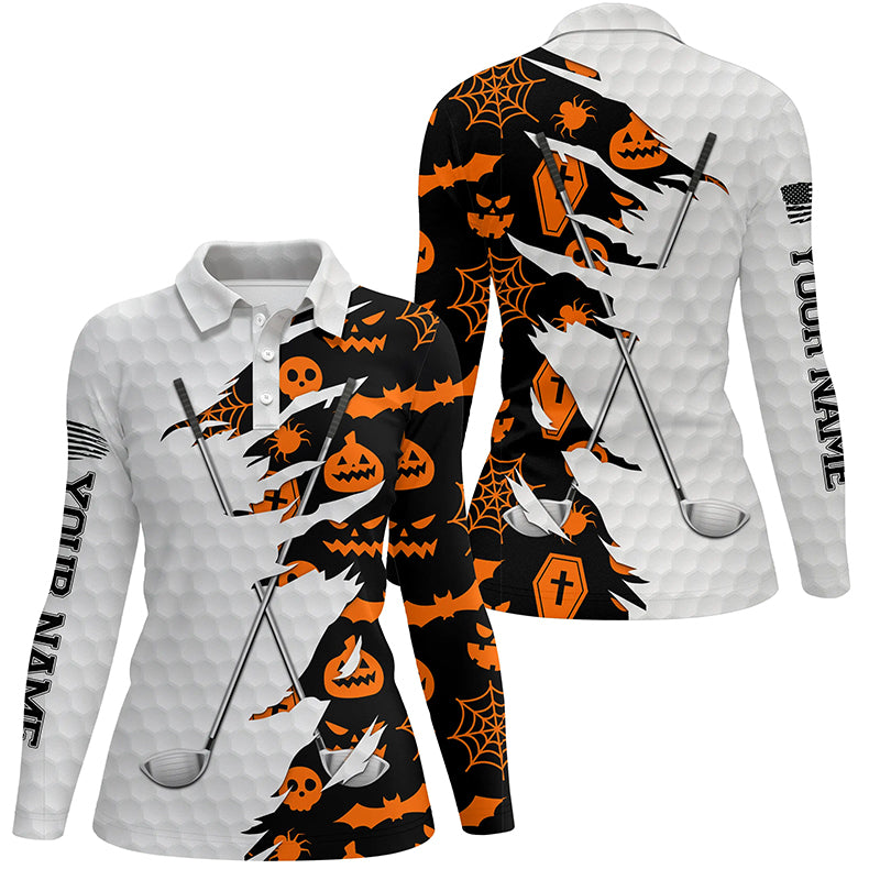 Halloween golf pattern white golf ball skin Womens golf polo shirts custom golf clubs outfit women NQS8088