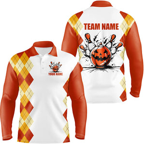 Halloween orange argyle pattern bowling pumpkins shirts for men custom Team bowling jerseys NQS8089