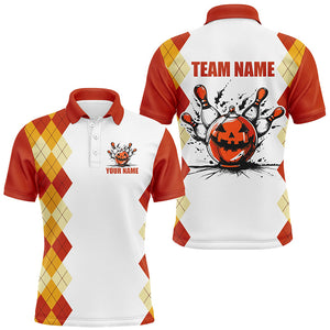 Halloween orange argyle pattern bowling pumpkins shirts for men custom Team bowling jerseys NQS8089