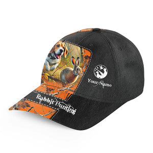 Rabbit hunting with Beagle 3D orange camo Custom hunting hat Unisex hunting Baseball hat NQS2237