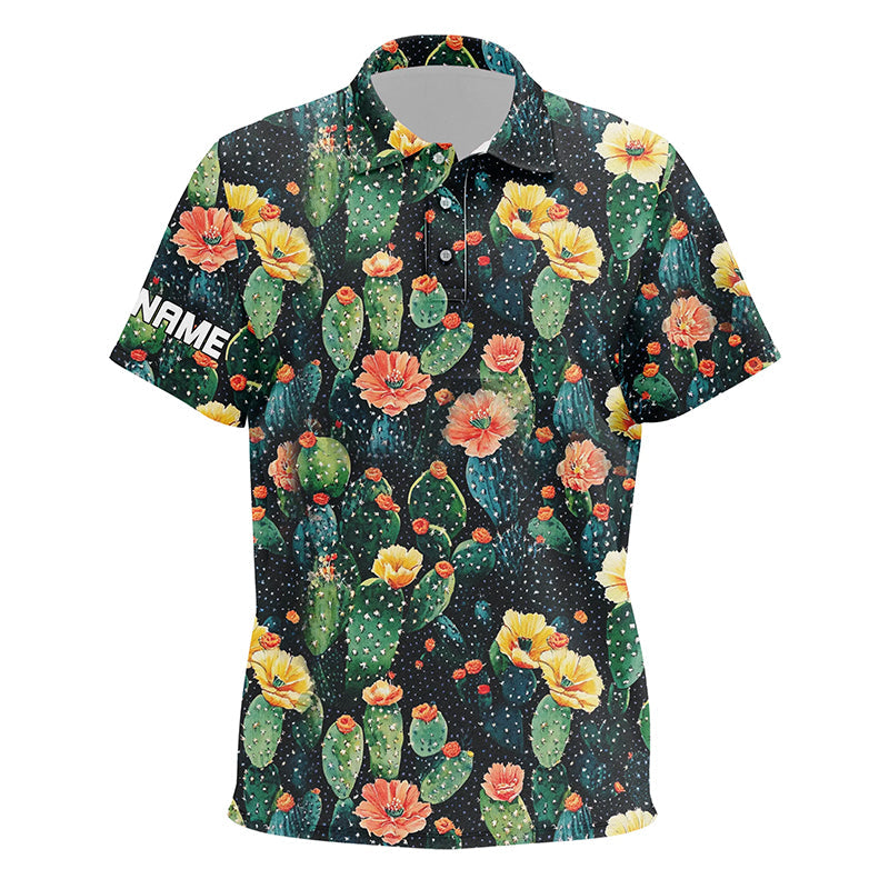 Personalized colorful cactus flower pattern Kid golf polo shirts custom cactus golf shirt for kid NQS8318