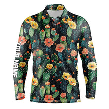 Load image into Gallery viewer, Personalized colorful cactus flower pattern mens golf polo shirts custom cactus golf shirt for men NQS8318