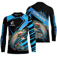 Load image into Gallery viewer, Black and Blue Rainbow Trout fishing custom fishing team jerseys, sport fishing shirts NQS8511