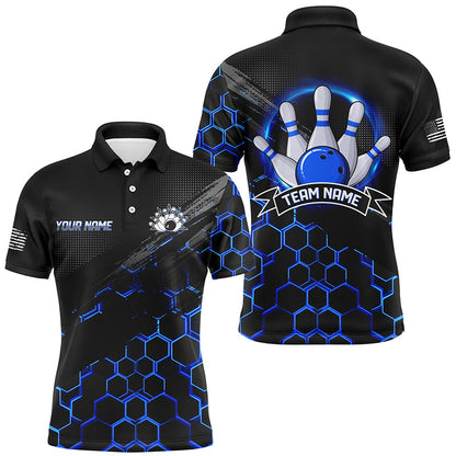 Bowling Jerseys For Men Custom Bowling Polo, Quarter-Zip Shirt Team Bowlers, Bowling Apparel | Blue NQS8513