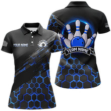 Load image into Gallery viewer, Bowling Jerseys For Women Custom Bowling Polo, Quarter-Zip Shirt Team Bowlers, Bowling Apparel | Blue NQS8513