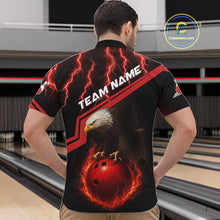 Load image into Gallery viewer, Black and Red Flame Lightning Thunder Eagle Bowling Shirts for Men Custom Bowling Team League Outfit NQS10917