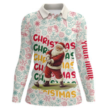 Load image into Gallery viewer, Funny Christmas Santa Women golf polo shirts custom women's golf outfits, personalized golf gifts NQS8998