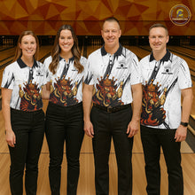 Load image into Gallery viewer, Black and White Tiger Bowling polo, 1/4 zip Shirts for Men Custom Tiger Bowling Team jerseys NQS11298