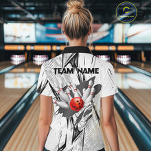 Load image into Gallery viewer, Black and White Tiger Bowling polo, 1/4 zip Shirts for Women Custom Tiger Bowling Team jerseys NQS11298