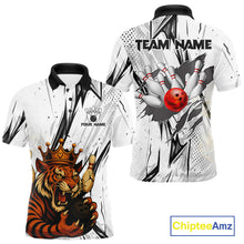 Load image into Gallery viewer, Black and White Tiger Bowling polo, 1/4 zip Shirts for Men Custom Tiger Bowling Team jerseys NQS11298