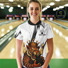 Load image into Gallery viewer, Black and White Tiger Bowling polo, 1/4 zip Shirts for Women Custom Tiger Bowling Team jerseys NQS11298
