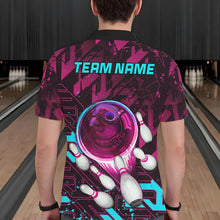 Load image into Gallery viewer, Bowling Polo, Quarter Zip Shirt For Men Custom pink and blue abstract Bowling Team league Jerseys NQS9423