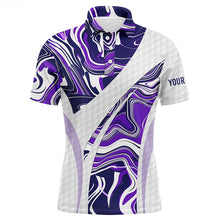 Load image into Gallery viewer, Mens golf polo shirts purple camo custom white golf ball skin mens golf tops, gifts for the golfer NQS7511