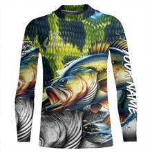 Load image into Gallery viewer, Largemouth Bass Fishing green scales custom UV protection long sleeves fishing shirts for Men, Women NQS7881