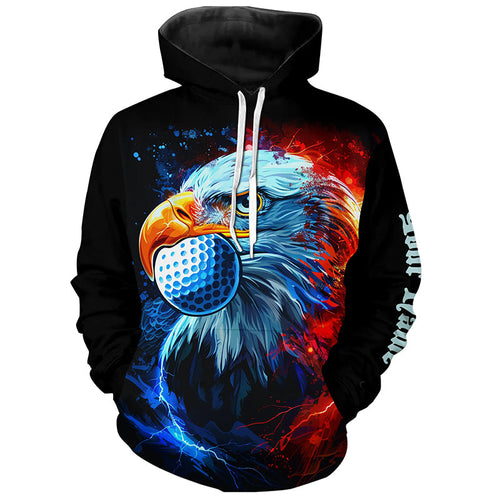 Golf Hoodie custom red and blue Eagle golf ball black golf tops, team golf attire NQS8325