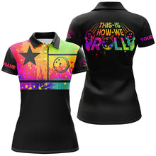 Load image into Gallery viewer, Funny Women bowling shirts watercolor Texas flag custom This is how we roll bowling jerseys | Black NQS8326