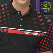 Load image into Gallery viewer, Personalized Black and Red Bowling Polo, 1/4 Zip Shirts For Men Custom Team Bowling Jerseys NQS11101
