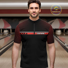 Load image into Gallery viewer, Personalized Black and Red Bowling Polo, 1/4 Zip Shirts For Men Custom Team Bowling Jerseys NQS11101