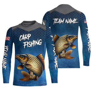 Blue camo Carp fishing Custom performance long sleeve team Carp fishing tournament shirts NQS9238