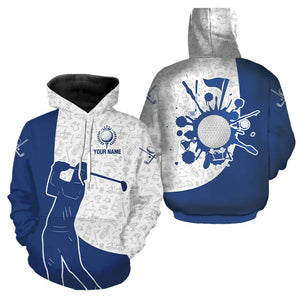 Blue and White Camo Pattern Golf Hoodies custom golf attire, best golf gifts NQS9242