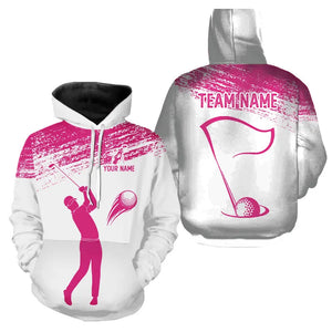 Pink and White Golf Hoodies custom name mens golf attire best golf gifts for men NQS9245