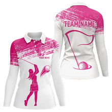 Load image into Gallery viewer, Pink and White Women Golf Polo Shirts custom ladies golf attire, best golf gifts for women NQS9245