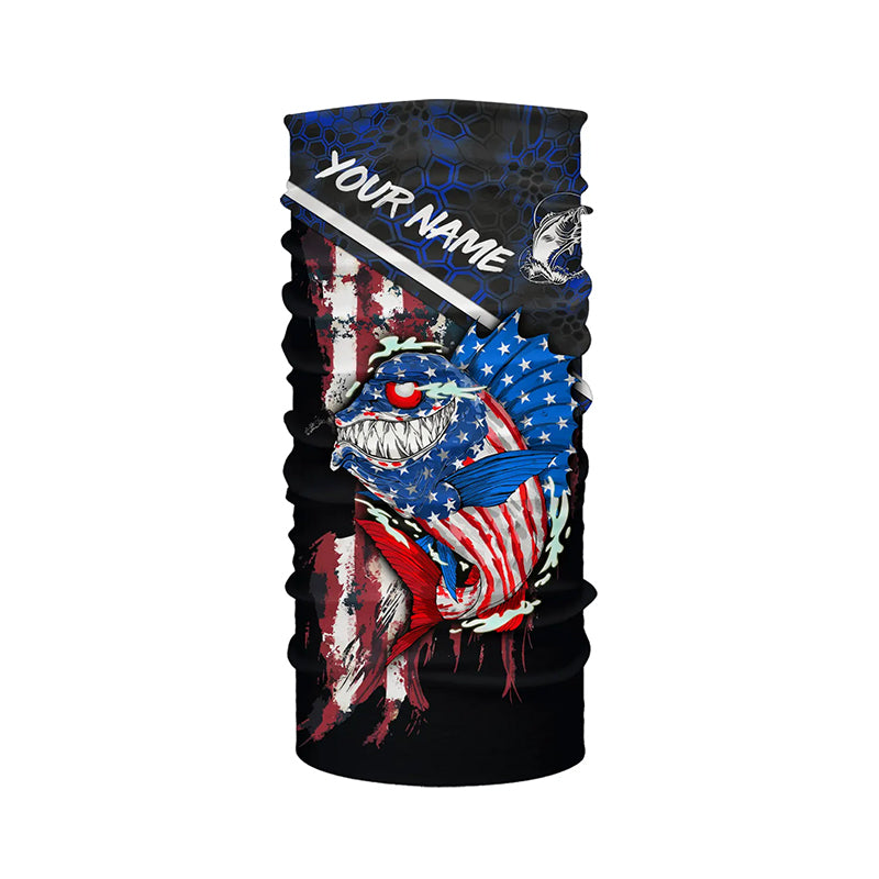 American Flag funny angry Bass fishing blue camo Custom Name Fishing Shirts NQS2995