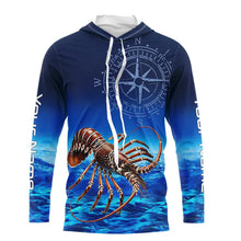 Load image into Gallery viewer, Personalized Florida Spiny Lobster Blue Performance Fishing Shirt, compass Lobster tournament Shirts NQS9735