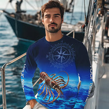 Load image into Gallery viewer, Personalized Florida Spiny Lobster Blue Performance Fishing Shirt, compass Lobster tournament Shirts NQS9735