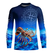 Load image into Gallery viewer, Personalized Florida Spiny Lobster Blue Performance Fishing Shirt, compass Lobster tournament Shirts NQS9735