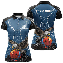 Load image into Gallery viewer, Women bowling Polo, Quarter Zip shirts Custom Eagle bowling lightning storm team league jerseys | Blue NQS7893