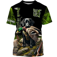 Load image into Gallery viewer, Black Labrador Retriever Duck Hunting Waterfowl green camo Shirts, Personalized Duck Hunting shirts NQS632