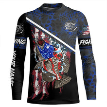 Load image into Gallery viewer, American Flag crappie fishing blue camo Custom Name UV Protection Fishing Shirts NQS3650