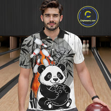Load image into Gallery viewer, Black and White Panda Bowling Shirts For men Custom Funny Team Bowling Jerseys, Bowling Uniform NQS11113